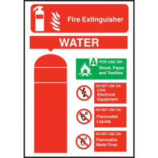 Water Fire Extinguisher Equipment Sign Polypropylene 200x150mm